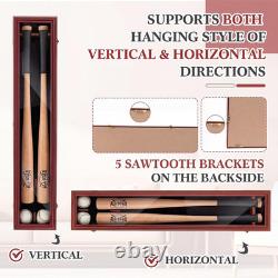 2 Baseball Bat Display Case Wall Mount Wooden Display Holder Vertical Horizontal