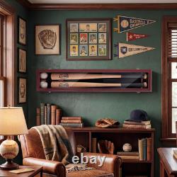 2 Baseball Bat Display Case Wall Mount Wooden Display Holder Vertical Horizontal