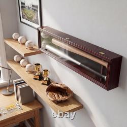 2 Baseball Bat Display Case Wall Mount Wooden Display Holder Vertical Horizontal