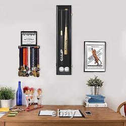2 Baseball Bat Display Case Wooden Frame with Acrylic Transparent Door Holder Ra