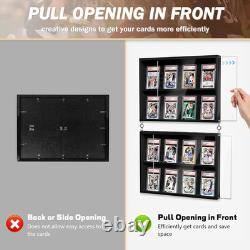 2 Pack Wall-Mounted Wooden Trading Card Display Case Black