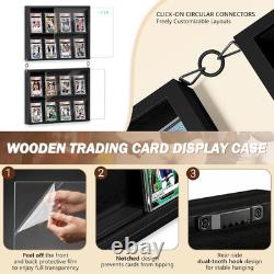 2 Pack Wall-Mounted Wooden Trading Card Display Case Black
