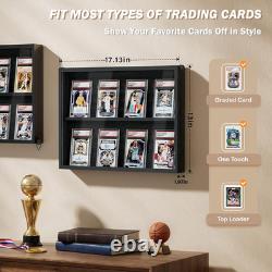 2 Pack Wall-Mounted Wooden Trading Card Display Case Black