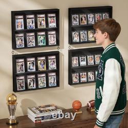 2 Pack Wall-Mounted Wooden Trading Card Display Case Black
