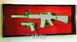 2 Rifle Musket Gun Shotgun Display Case Cabinet Rack Airsoft Replica Wall Mount