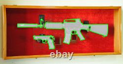 2 Rifle Musket Gun Shotgun Display Case Cabinet Rack Airsoft Replica Wall Mount