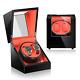 2 Watch Winder Box Wood Rotating Display Case Quality Piano Black And Red