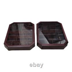 2 X Wall Wood Glass Display Case Curio Cabinet Knick Knack Jewelry Boxes READ