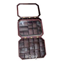 2 X Wall Wood Glass Display Case Curio Cabinet Knick Knack Jewelry Boxes READ