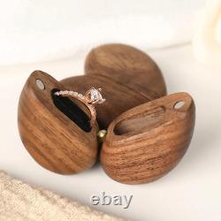 2x Brilliant Heart Shaped Ring Wood Box Wedding Ceremony Promise Ring Rustic Box