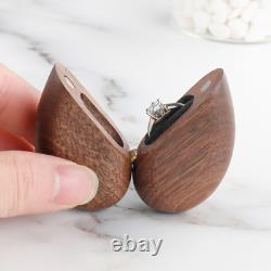 2x Brilliant Heart Shaped Ring Wood Box Wedding Ceremony Promise Ring Rustic Box