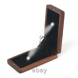 2x Slim Brilliant Rotating Ring Box Led Light Wood Proposal Valentines Rings Box