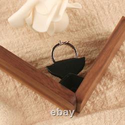 2x Slim Brilliant Rotating Ring Box Led Light Wood Proposal Valentines Rings Box