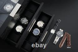 30 Black Ebony Wood Watch Extra Height Clearance Box Display Case 3 Level Storag