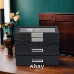 30 Black Ebony Wood Watch Extra Height Clearance Box Display Case 3 Level Storag