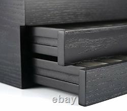 30 Pen slot Fountain Ebony Wood glass Display Case Organizer Storage Box Jewelry