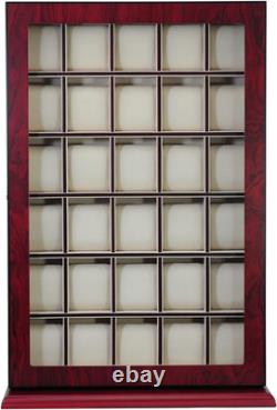 30-Piece Cherry Wood Watch Display Case Ideal Father's Day Gift