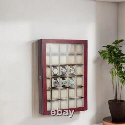 30-Piece Cherry Wood Watch Display Case Ideal Father's Day Gift
