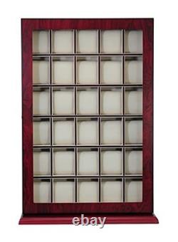 30-Piece Cherry Wood Watch Display Case, Wall-Mounted Storage Organizer