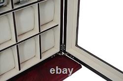 30-Piece Cherry Wood Watch Display Case, Wall-Mounted Storage Organizer