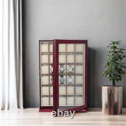 30 Piece Cherry Wood Watch Display Wall Hanging Case and Storage Organizer Box a