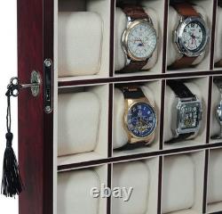 30 Piece Wood Watch Display Case TIMELYBUYS Cherry