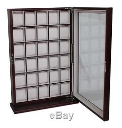 30 Watch Cherry Wood Display Wall Case Stand Rosewood Storage Organizer Box Hang