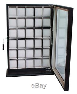 30 Watch Ebony Walnut Wood Display Wall Case Stand Storage Organizer Box Hang