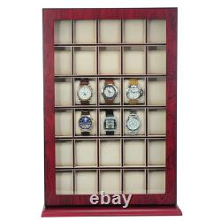 30 Watch Cherry Wood Display Wall Case Stand Storage Organizer Box 30 Watch Cherry Wood Display Wall Case Stand Storage Organizer Box