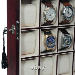 30 Watch Cherry Wood Display Wall Case Stand Storage Organizer Box