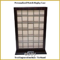 30 Watch Personalized Ebony Wood Display Wall Case Stand Storage Hang Organizer