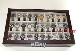 30 Watch (Premium Series) 1 Level Ebony Display & Storage Case Box + Gift