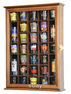 31 Shot Glass Shooter Display Case Cabinet Holder Wall Rack Shotglass Lockable