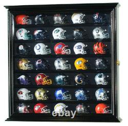 32 Pocket Pro Pros Mini NFL MLB Helmet Helmets Display Case Cabinet UV -Lockable
