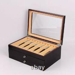 34 Slots Fountain Pen Wood Display Case Holder Storage Collector Box Black