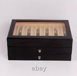 34 Slots Fountain Pen Wood Display Case Holder Storage Collector Box Black