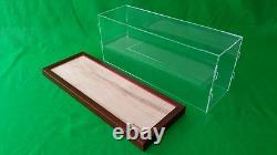 34x14x30 Acrylic Plexiglas Display Case Box Tall Model Ships Walnut Wooden Base