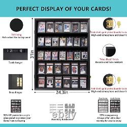 35 Graded Baseball Sports Card Display Case UV Protection Lockable Wall Cabinet