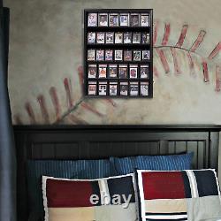 35 Graded Baseball Sports Card Display Case UV Protection Lockable Wall Cabinet