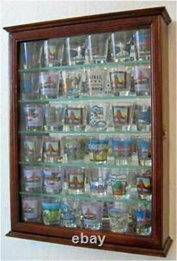 36 Shot Glass or 21 Shooter Display Case Cabinet with door, Solid Wood, SCD06B-WA