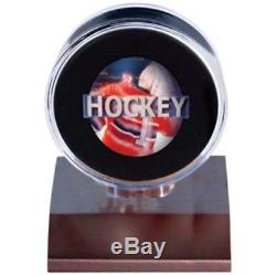 (36) Ultra Pro Dark Wood Base Clear Hockey Puck Holder Displays Wooden Stand-NEW