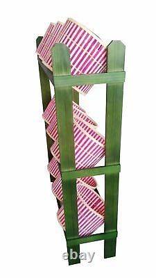 38.5 x 44.0 x 11.3 Tiered Wooden Display, Floorstanding, 9 Baskets Green &