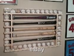 3 Bat Wood Baseball Bat Display Rack with Multi Shelves (SEE DESCRIPTION)
