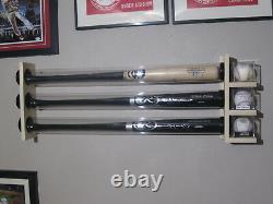 3 Bat Wood Baseball Bat Display Wall Rack withShelves (SEE DESCRIPTION)