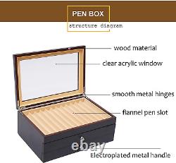 3 Layer Wood Pen Display Box 34 Pen Organizer Box, Pen Display Case Storage and F