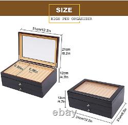 3 Layer Wood Pen Display Box 34 Pen Organizer Box, Pen Display Case Storage and F