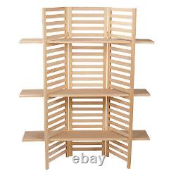 3-Panel Wood Display With 3 Shelves Unit Can Be Stained Or Painted