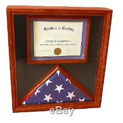 3x5 Flag Display Case with Certificate & Document Holder Big Frame