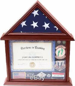 3x5 Flag Display Case with Certificate and Document Holder Mango Finish