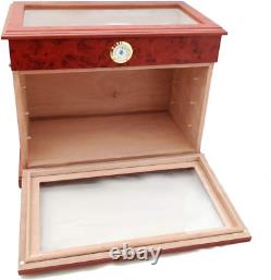 400 Ct BURL Wood Cigar Desktop HUMIDOR Cabinet END Table Display CASE